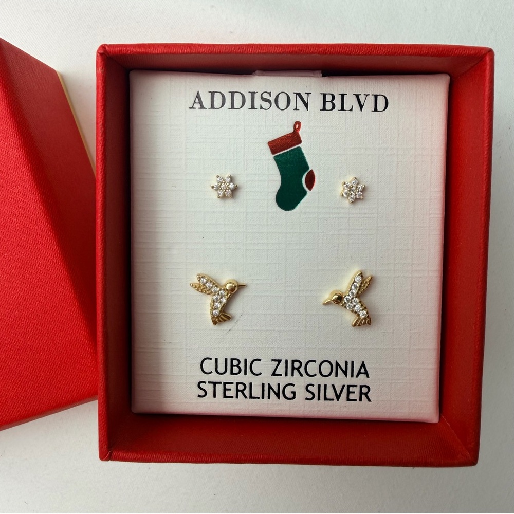 Gold and Silver Cubic Zirconia Earrings‎